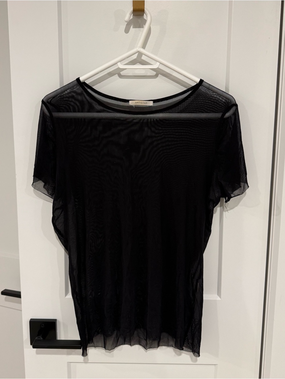 Black Mesh Short Sleeve Top
